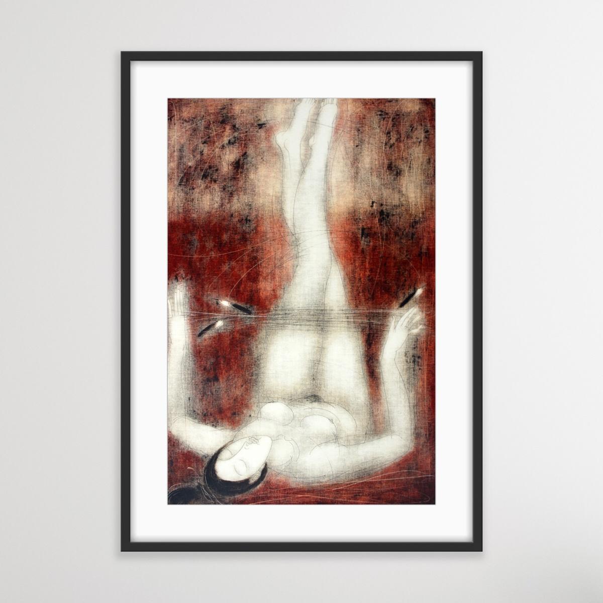 Nude with raised legs - XXI Century, Contemporary Figurative Monotype Print For Sale 3