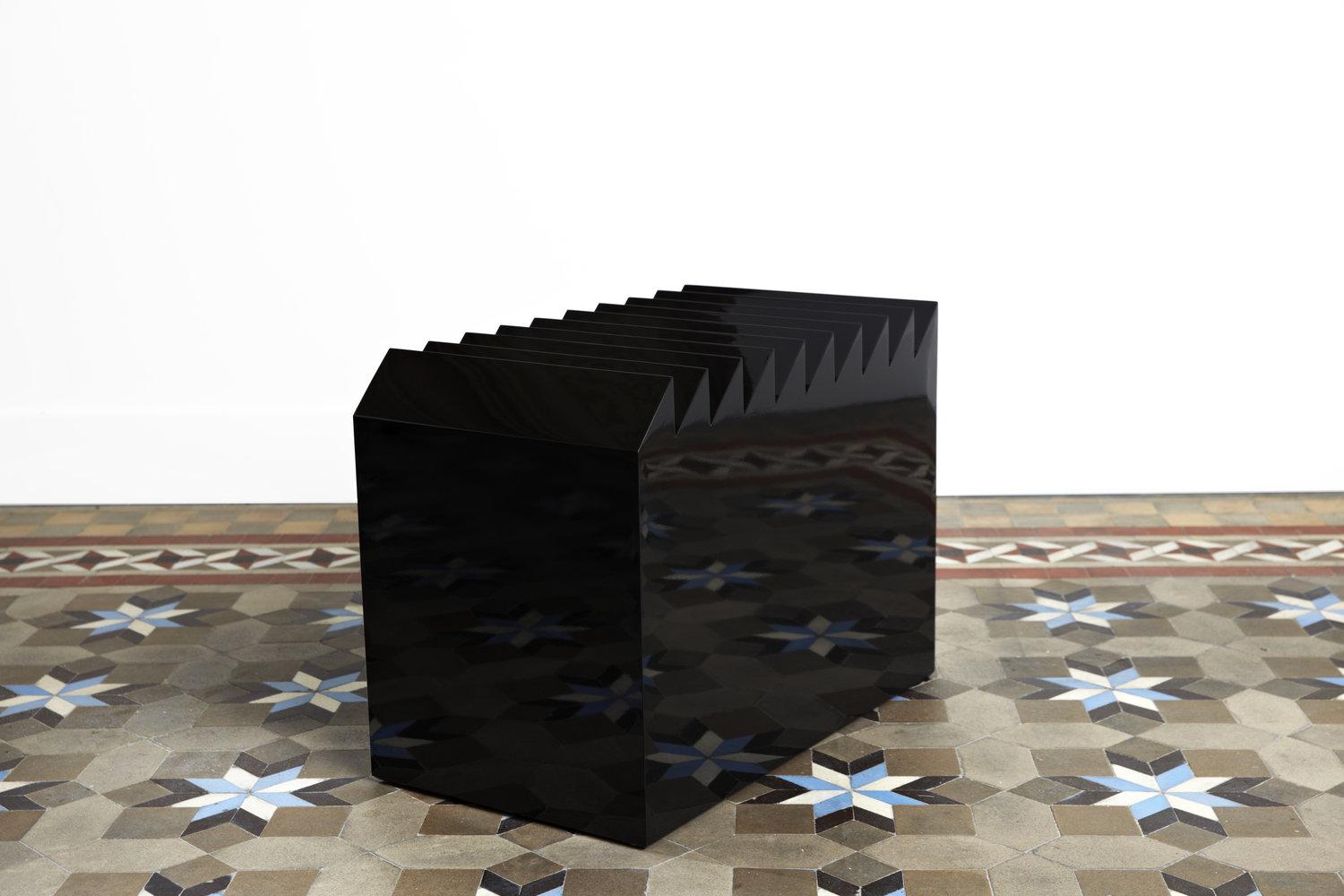 Post-Modern Sierra Black Lacquered Wood Side Table