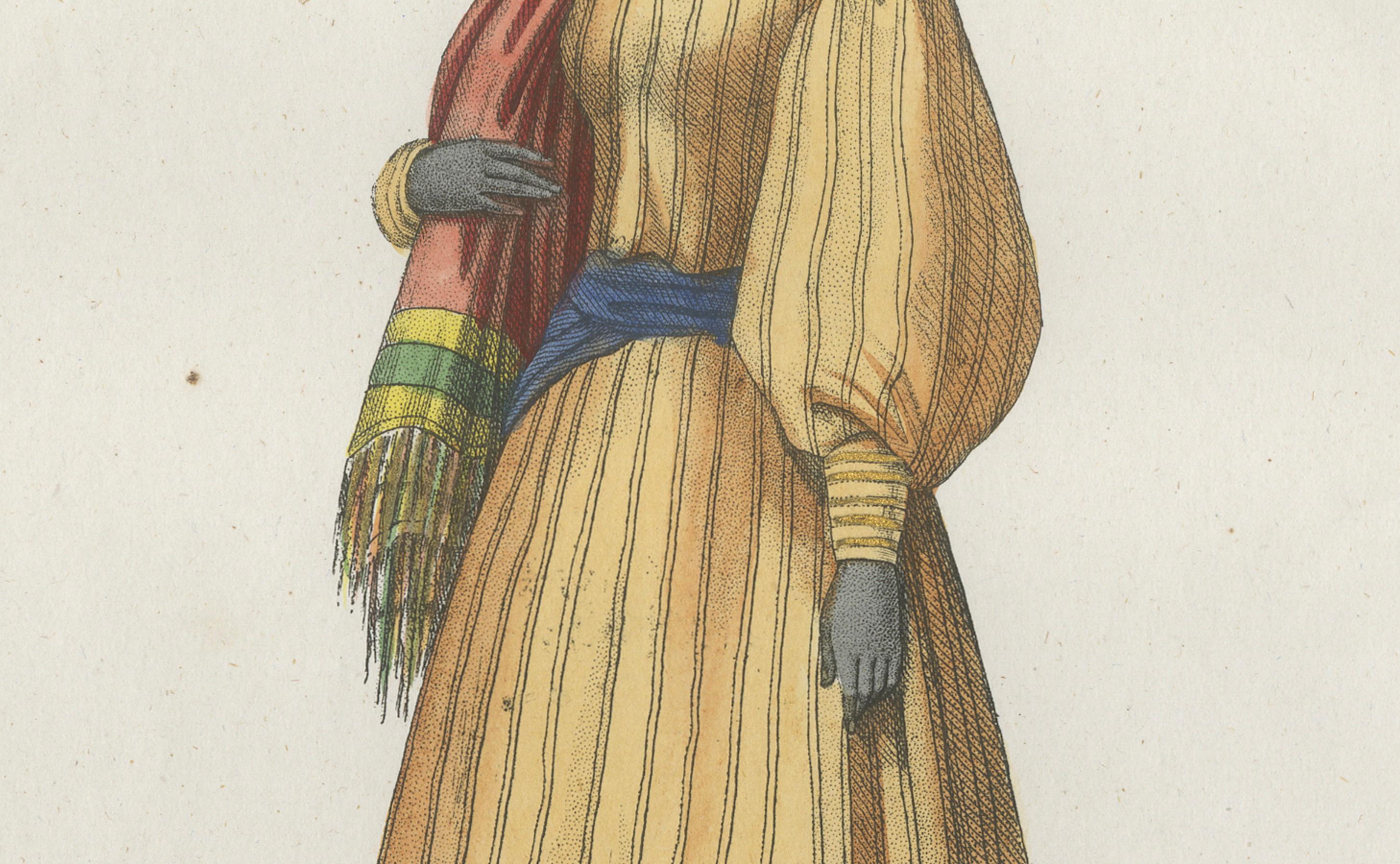 French Sierra Leone Woman Costume Print – Antique Hand-Colored Lithograph, 1854 For Sale