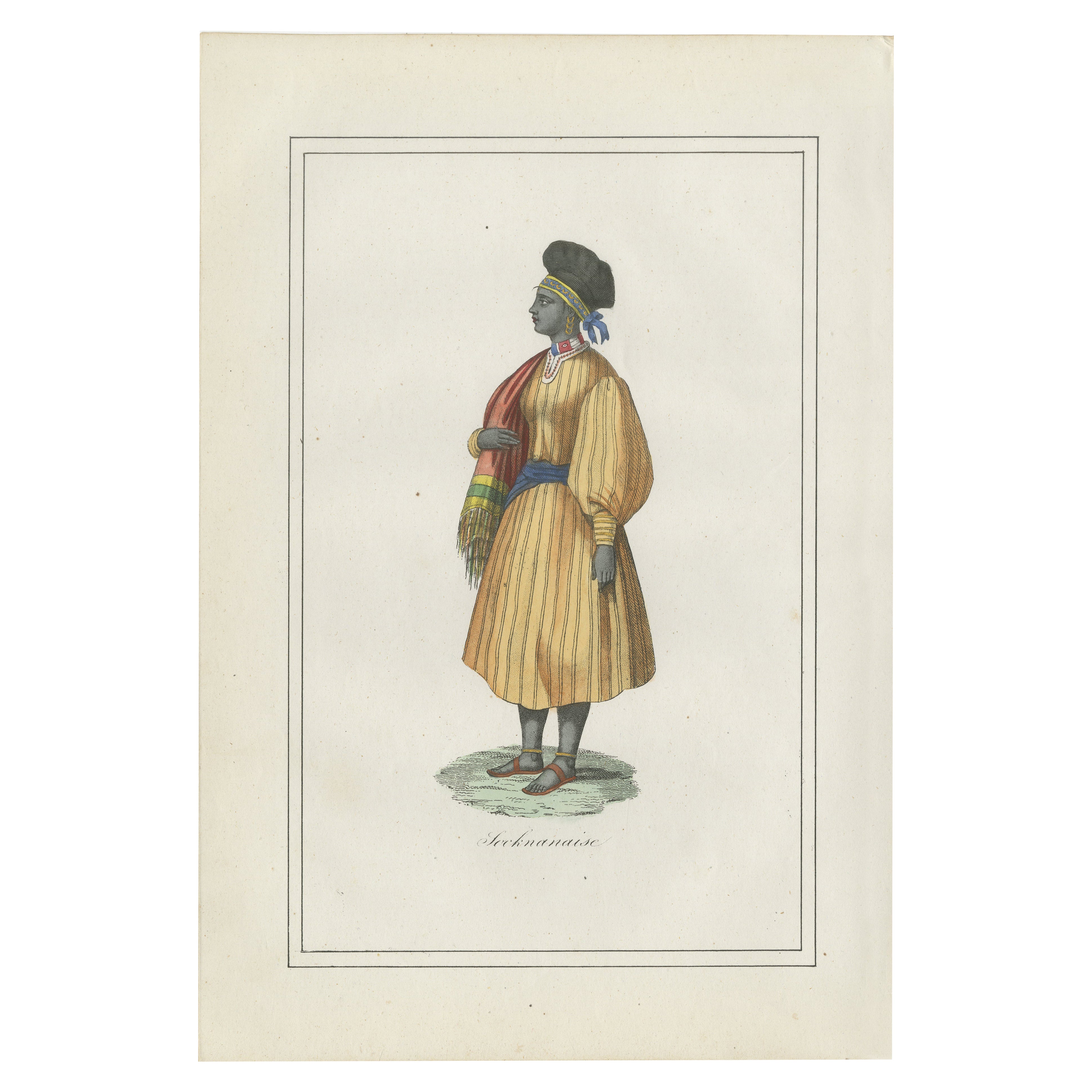 Sierra Leone Frau Kostüm Druck - Antike handkolorierte Lithographie, 1854