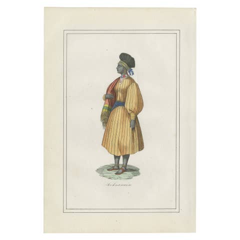 Sierra Leone Woman Costume Print – Antique Hand-Colored Lithograph, 1854