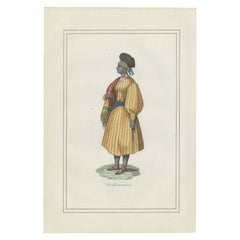 Sierra Leone Frau Kostüm Druck - Antike handkolorierte Lithographie, 1854