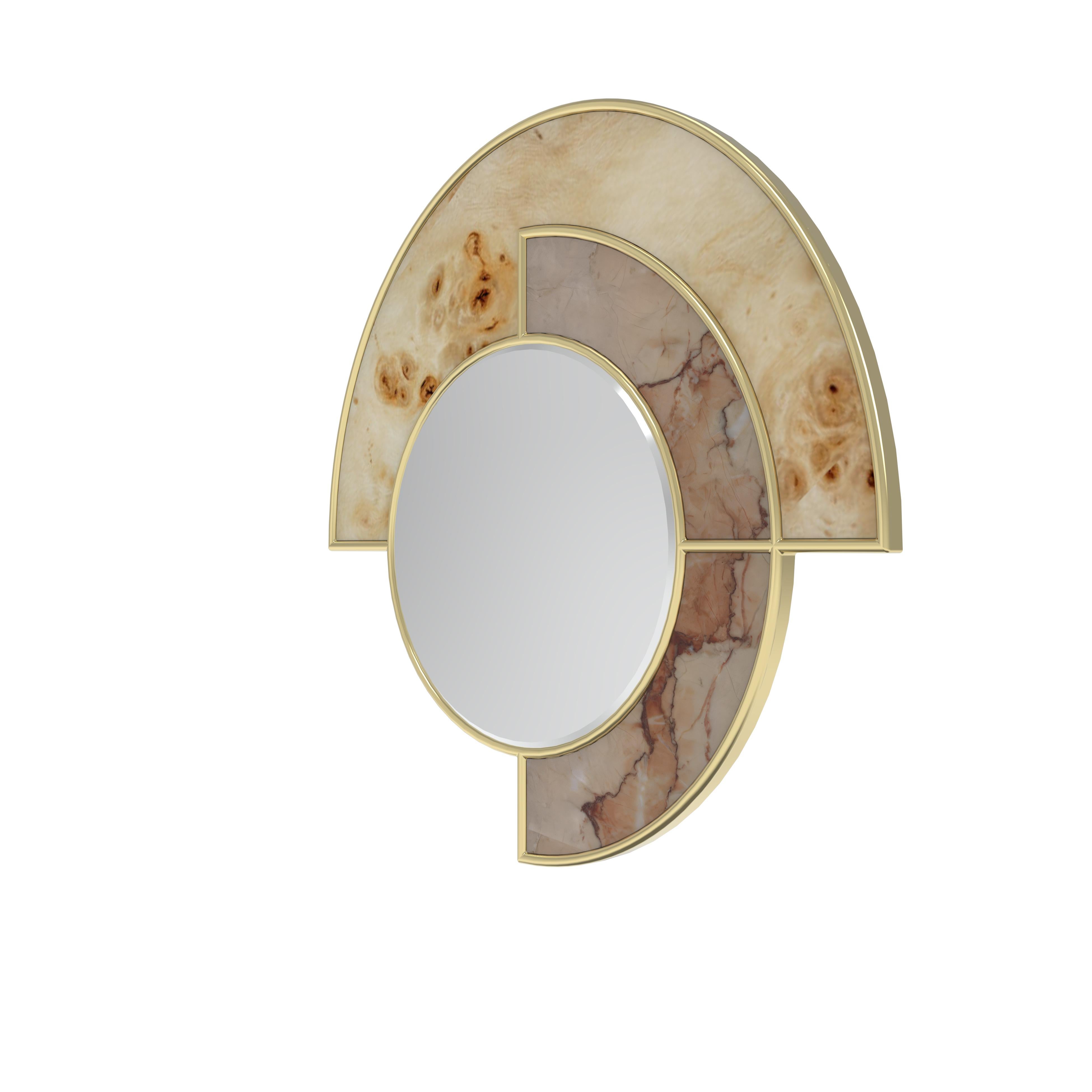 Sierra Mirror by Nolita Harbour: with Poplar Root, Agean Rose Marble & Brass Portugués en venta
