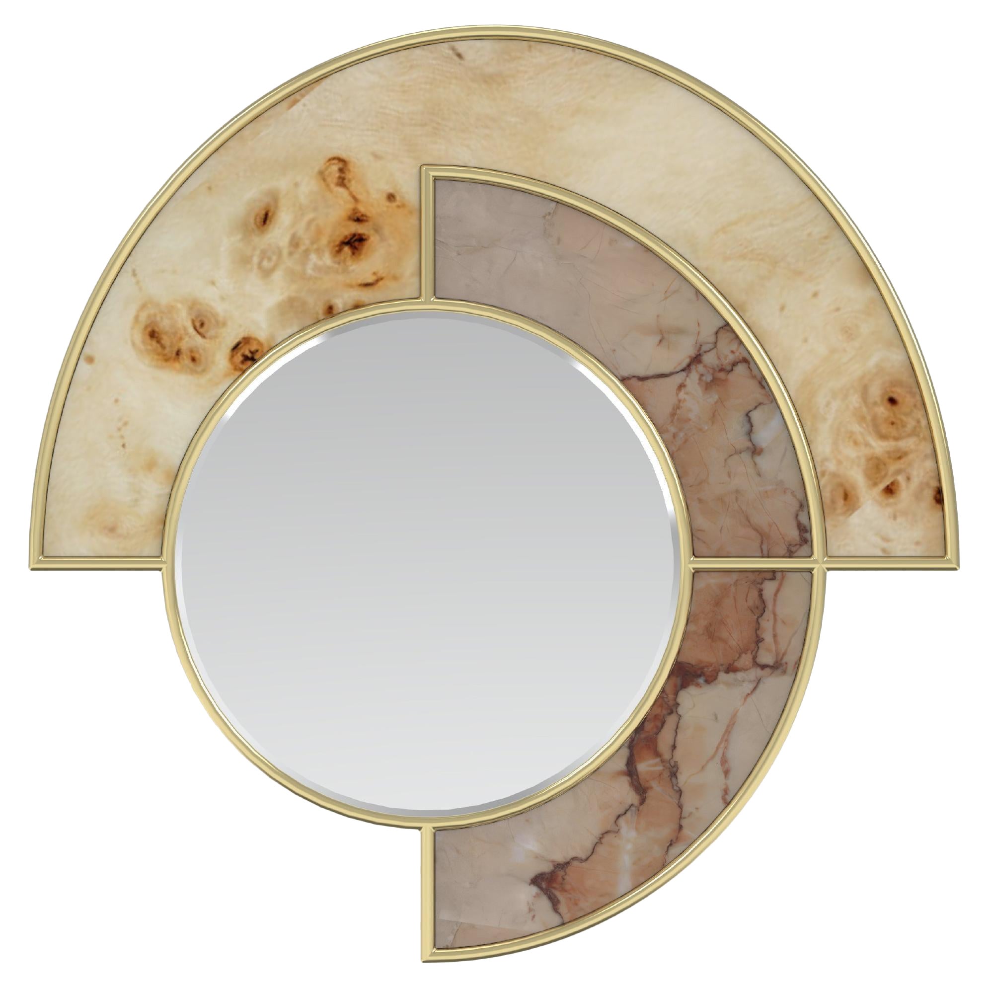 Sierra Mirror by Nolita Harbour: with Poplar Root, Agean Rose Marble 
Brass