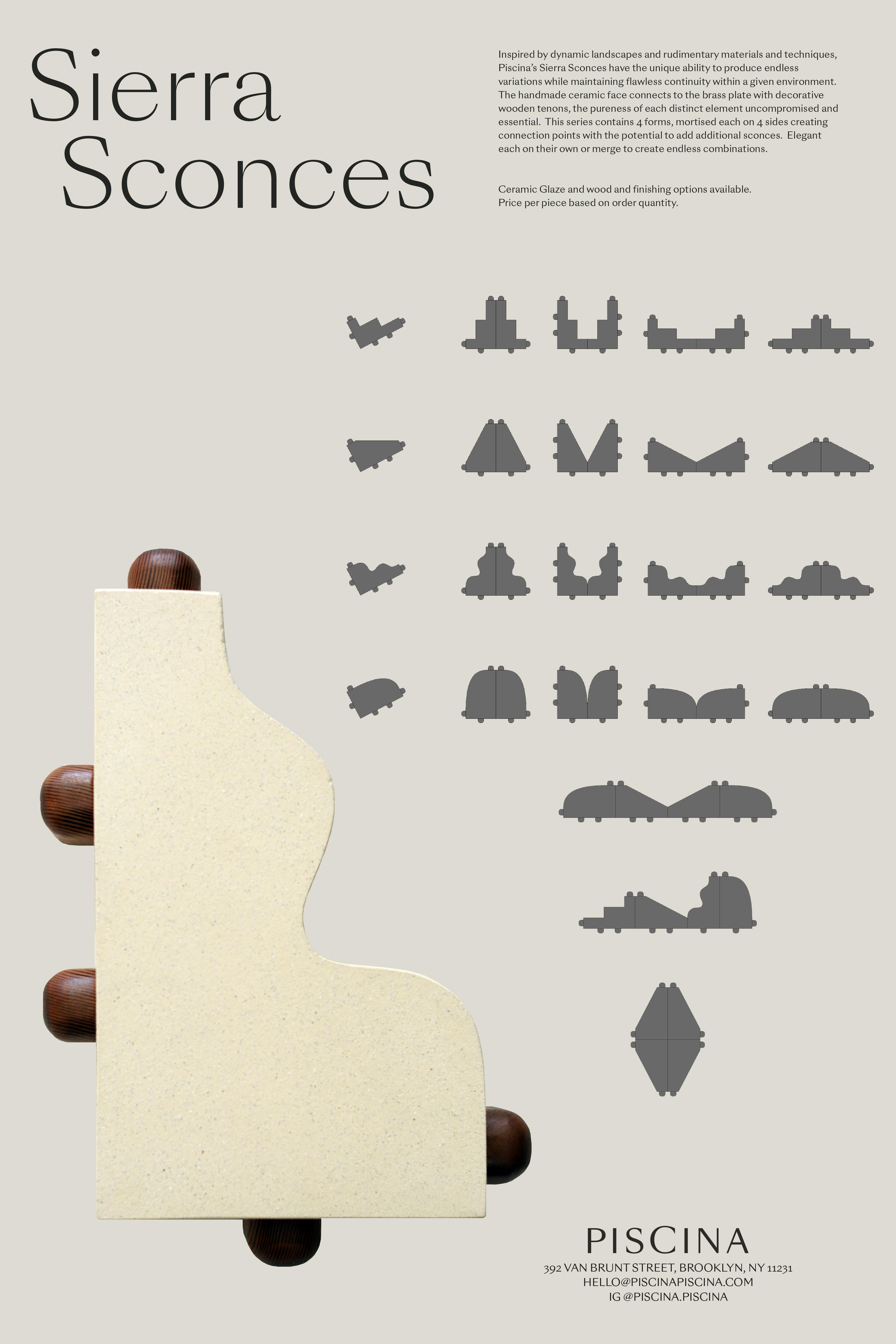 Appliques Sierra en céramique, Wood Wood et Brass par Piscina - H2 en vente 1