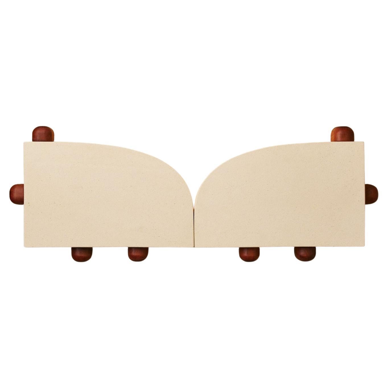 Sierra Sconces in Ceramic, Wood and Brass by Piscina - H2 For Sale