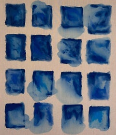 ABSTRACT Neue Farben Blaues Kunstwerk der zeitgenössischen Künstlerin Sierra White 2024
