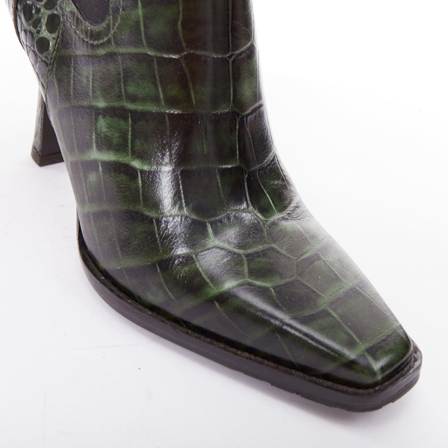 SIES MARJAN 2025 Greene & Greene vert cuir gaufré boucle dorée bottines EU39 en vente 2