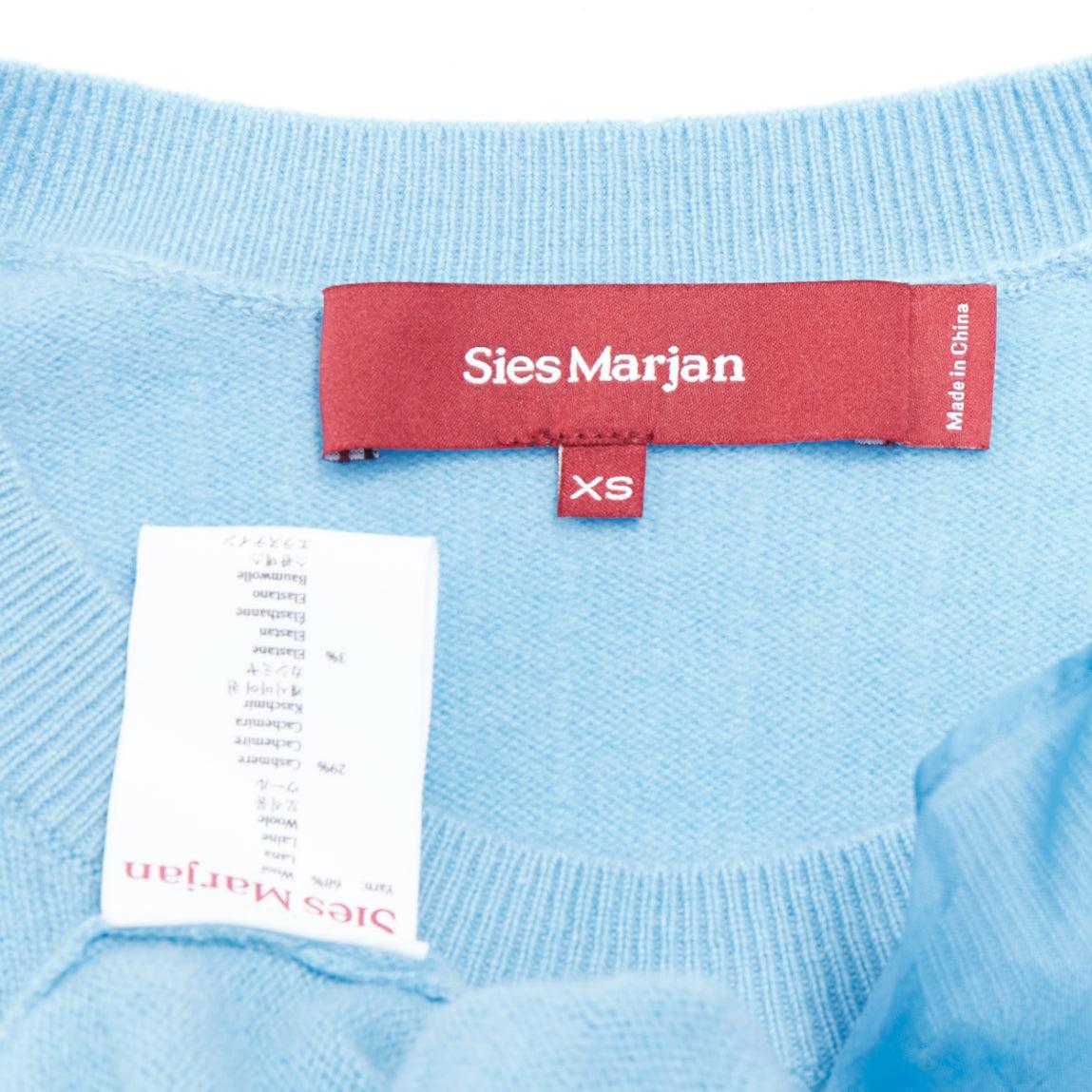 SIES MARJAN Awa b/lue cashmere wool organza rosette ruffle sweater XS For Sale 3