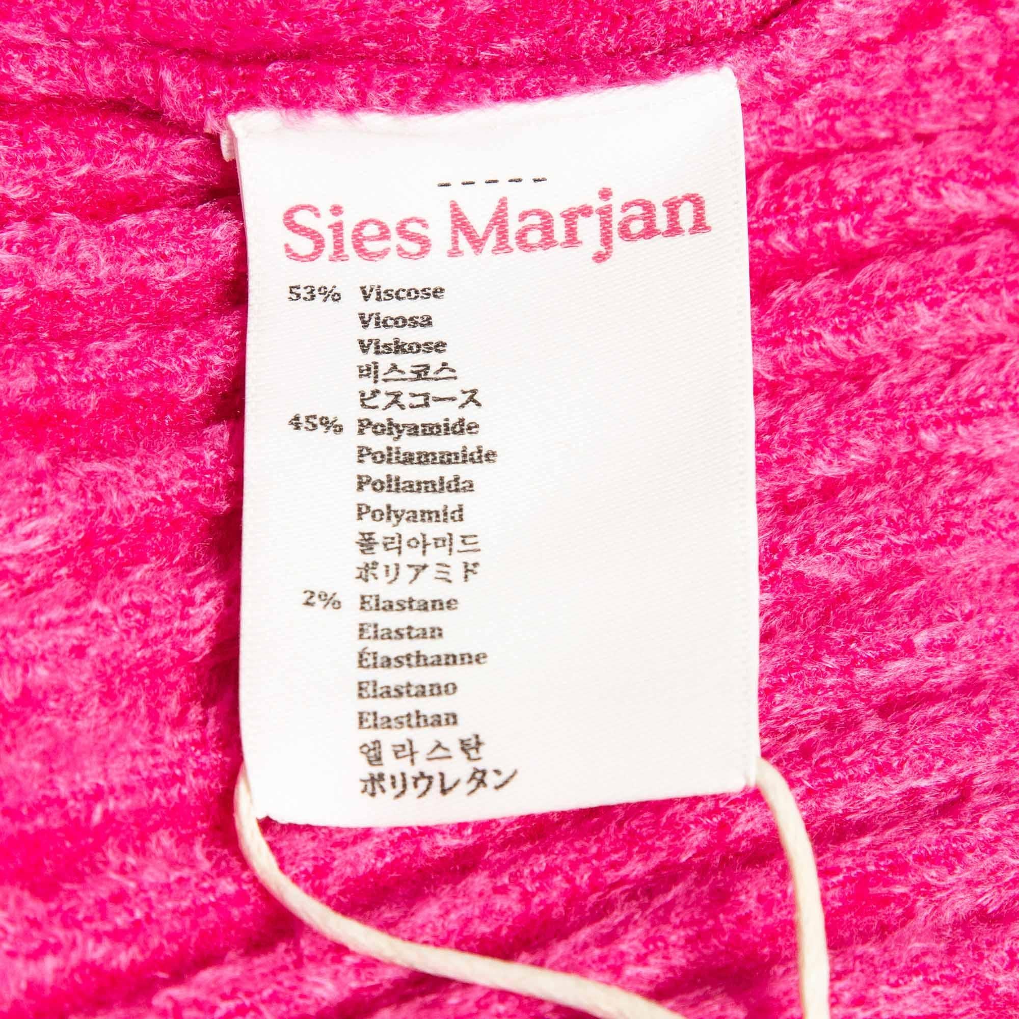 Sies Marjan Fuchsia Rosa Rib-Strick-Top mit Schildkrötenhalsausschnitt M im Angebot 1