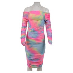 Sies Marjan Off Shoulder Dress Size 4 Jolene Pink Tie Dye Glitter Ruching
