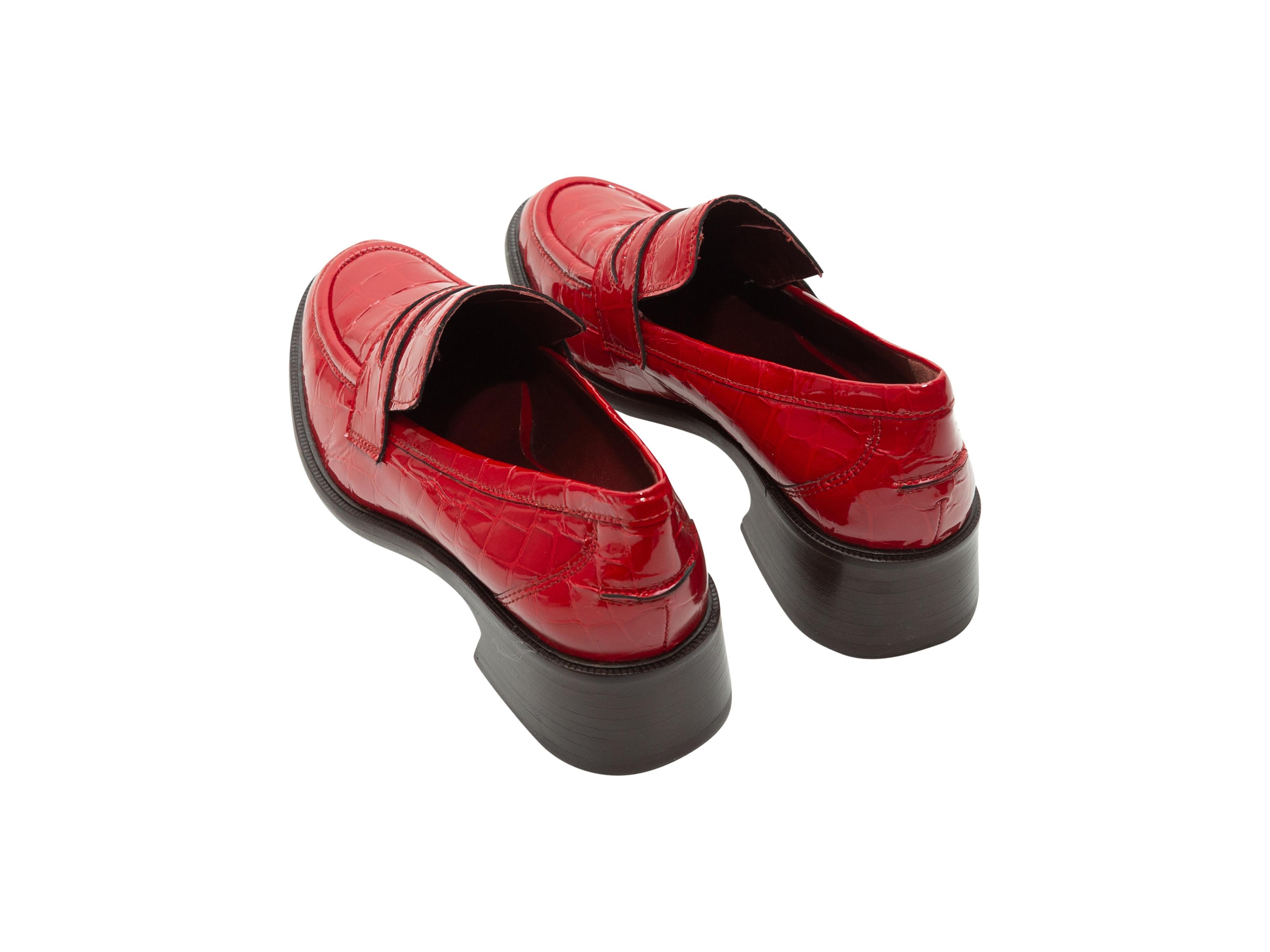red patent loafers