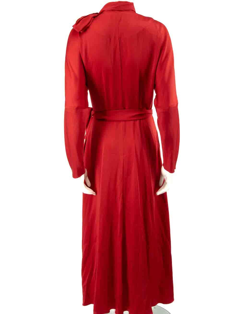 Sies Marjan Red Silk Tie Accent Maxi Dress Size S In Excellent Condition For Sale In London, GB