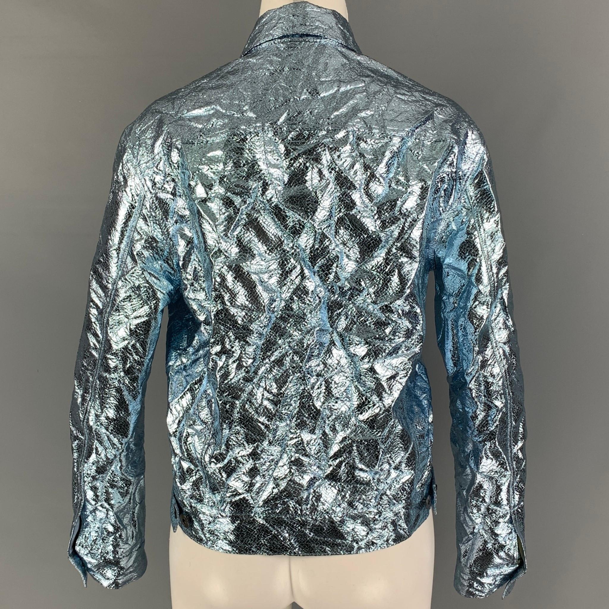 SIES MARJAN Size 2 Blue Metallic Not Wrinkled Trucker Jacket In Excellent Condition In San Francisco, CA