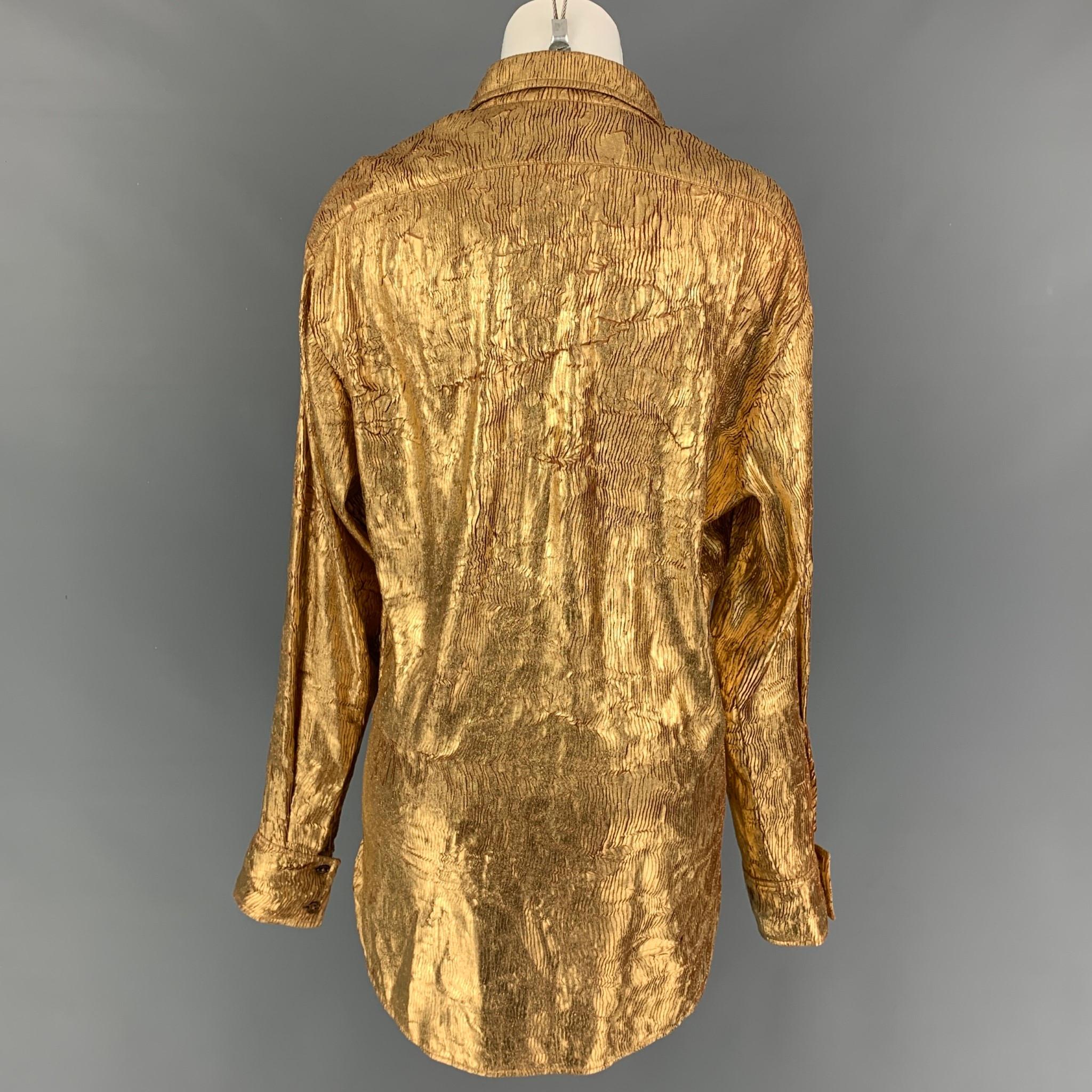 Women's SIES MARJAN Size 2 Gold Not Listed Crackled Button Up Shirt