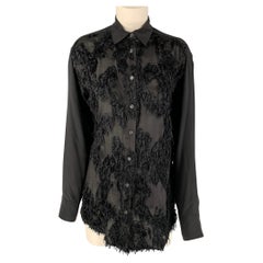 SIES MARJAN Size 4 Black Textured Viscose Button Up Shirt