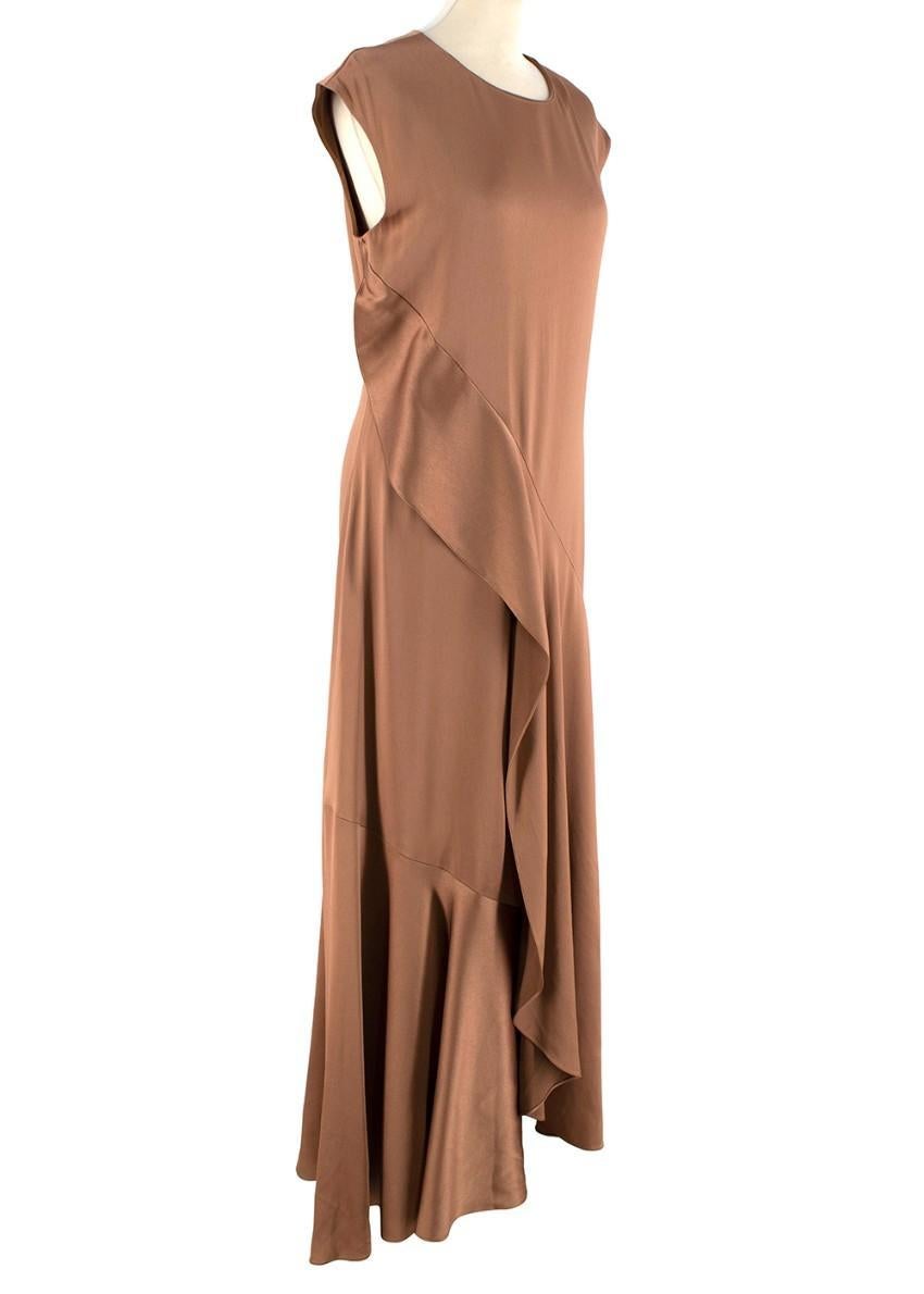 Sies Marjan Zariah Copper Satin Draped Maxi Dress

- Lustrous satin-crepe, in rich copper hue
- Features a bias cut draped panel that cascades beautifully across the body and falls to a slightly asymmetric hem
- Concealed back zip closure
- Round
