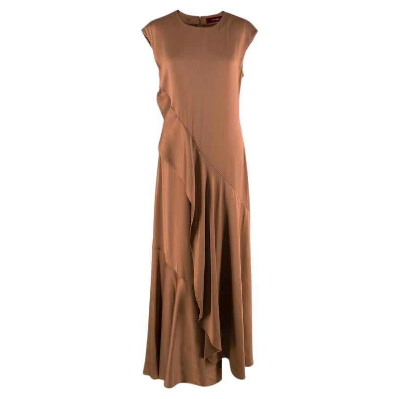 Sies Marjan Zariah Copper Satin Draped Maxi Dress - US 6