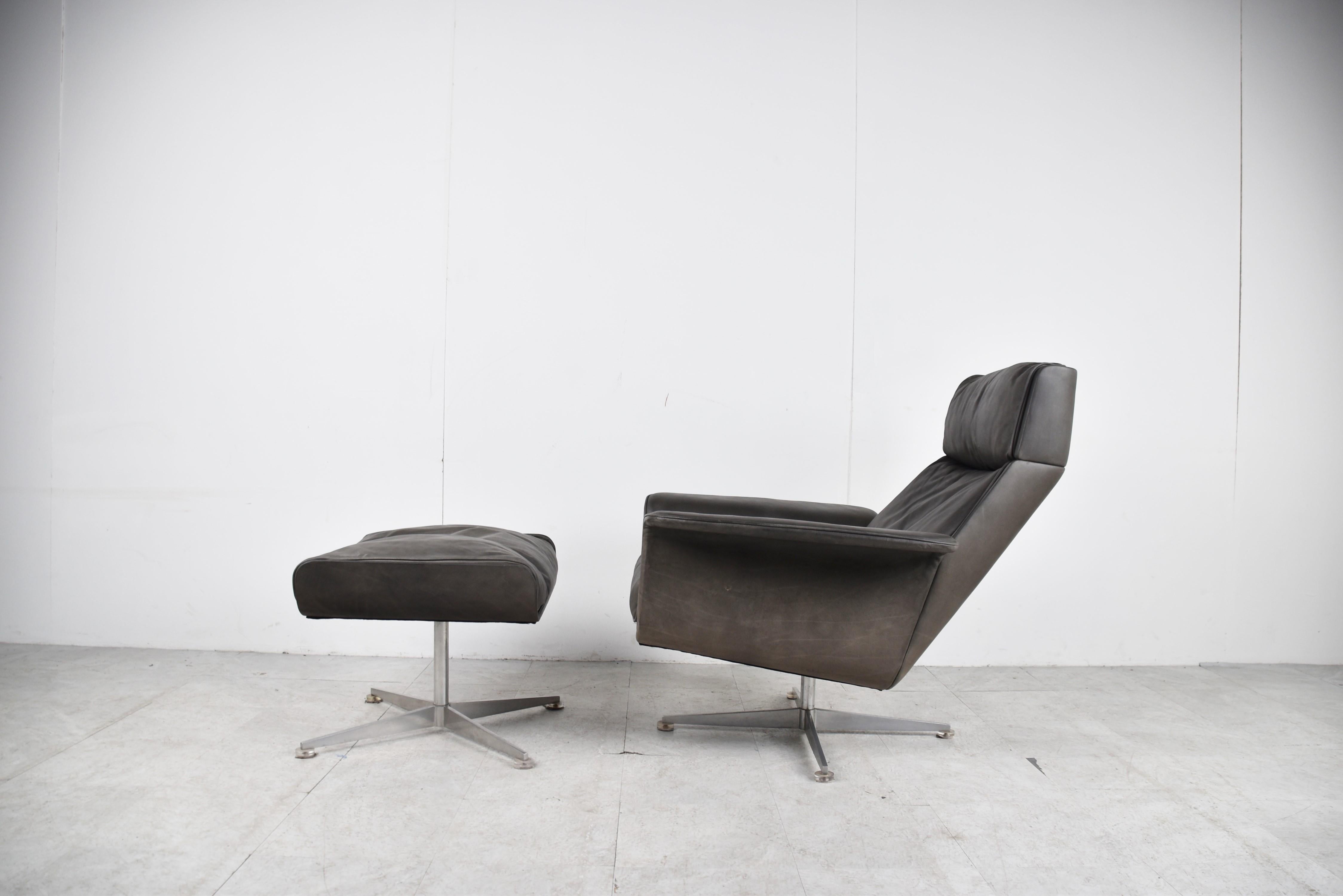 Leather Siesta 62 Armchair by Jacques Brule for Hans Kaufeld, 1960s