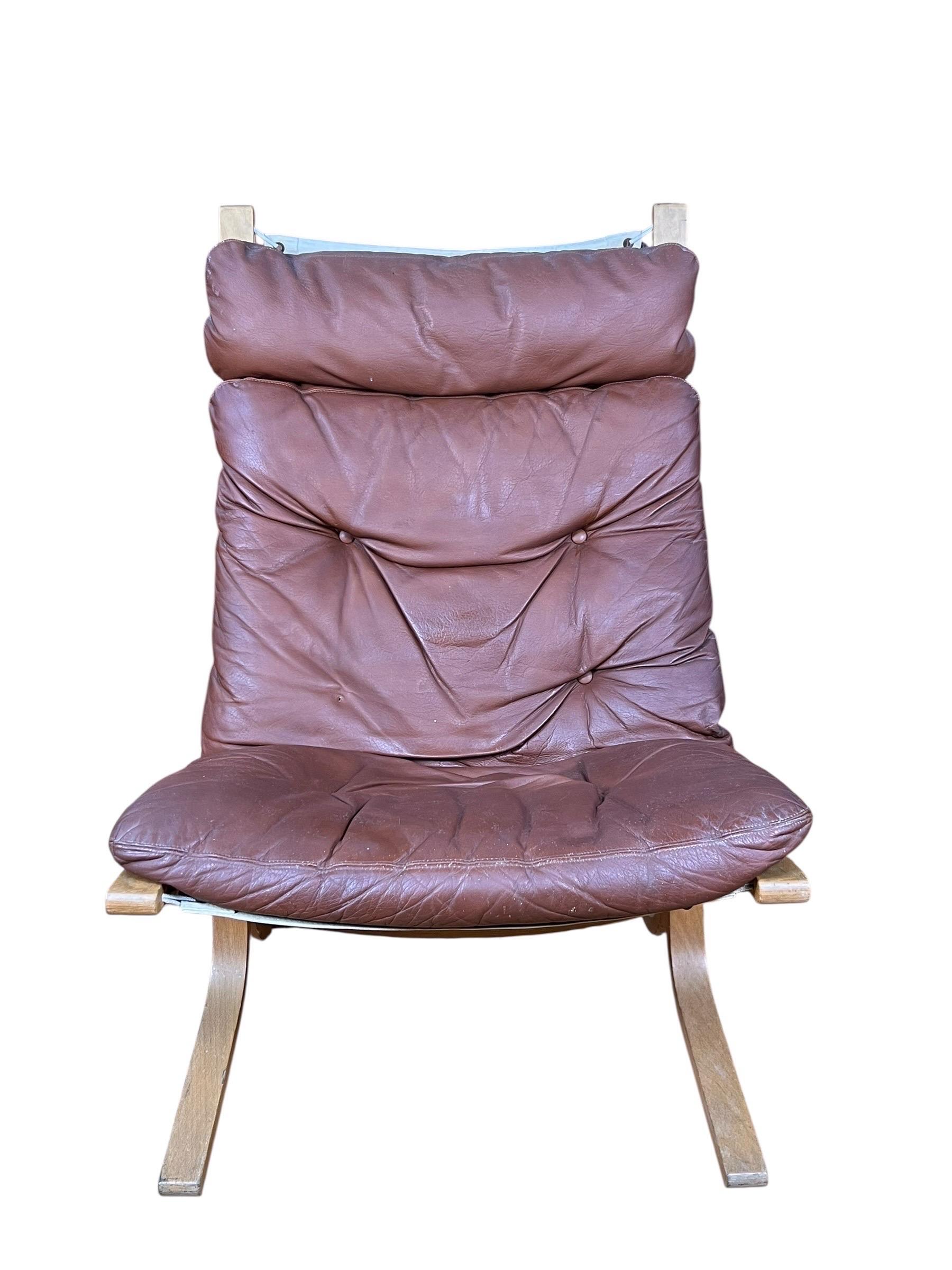 Chaise haute en cuir Siesta d'Ingmar Relling pour Westnofa, 1960s en vente 4