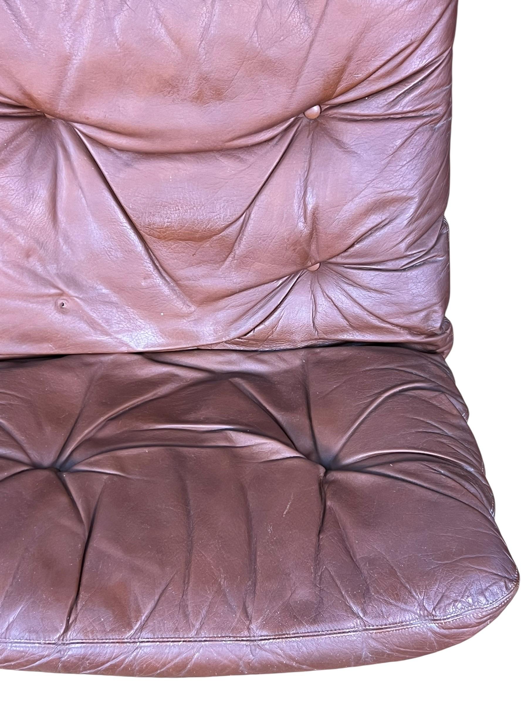 Chaise haute en cuir Siesta d'Ingmar Relling pour Westnofa, 1960s en vente 6