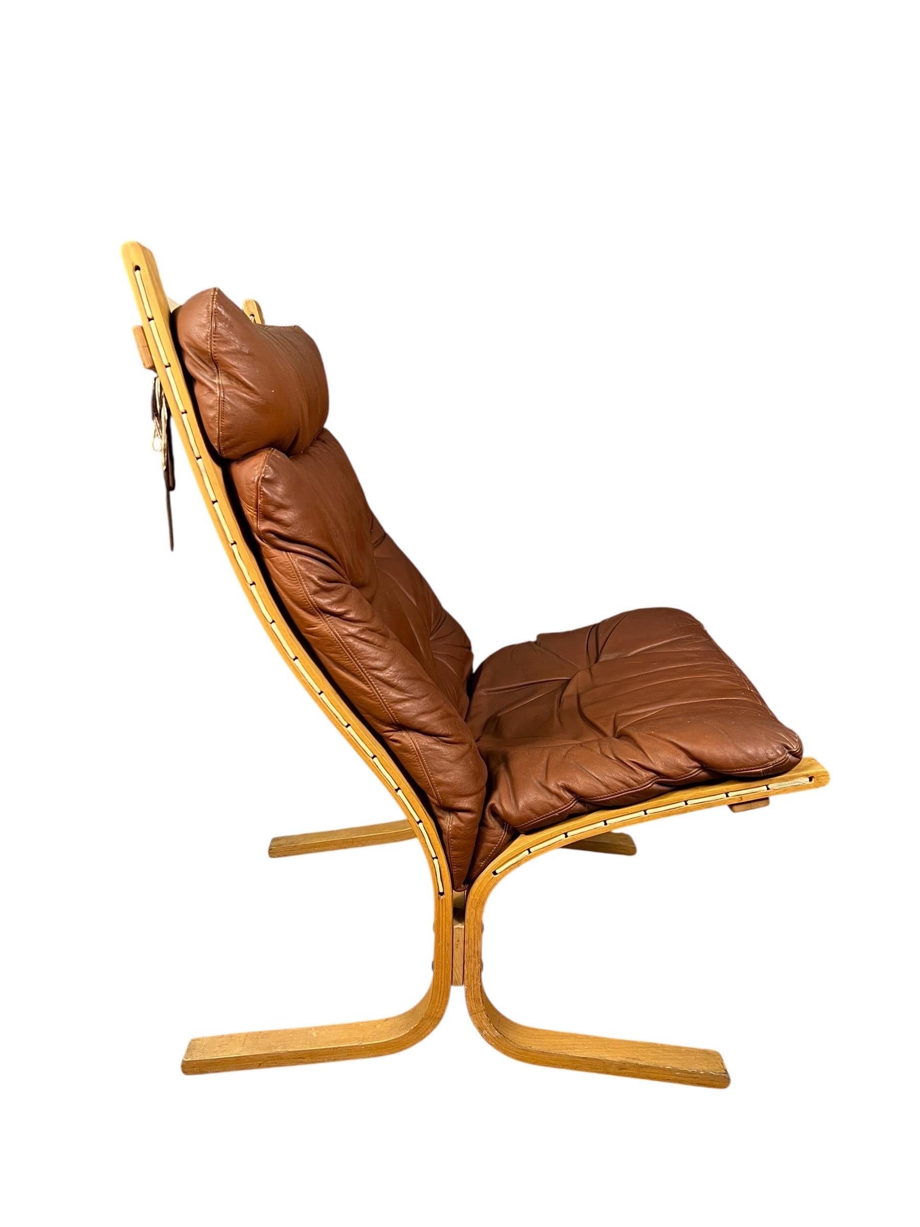 Mid-Century Modern Chaise haute en cuir Siesta d'Ingmar Relling pour Westnofa, 1960s en vente