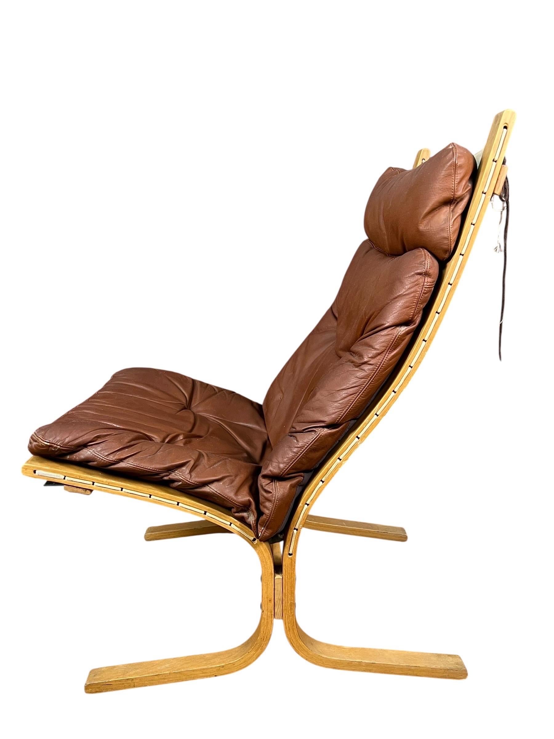 Chaise haute en cuir Siesta d'Ingmar Relling pour Westnofa, 1960s en vente 3