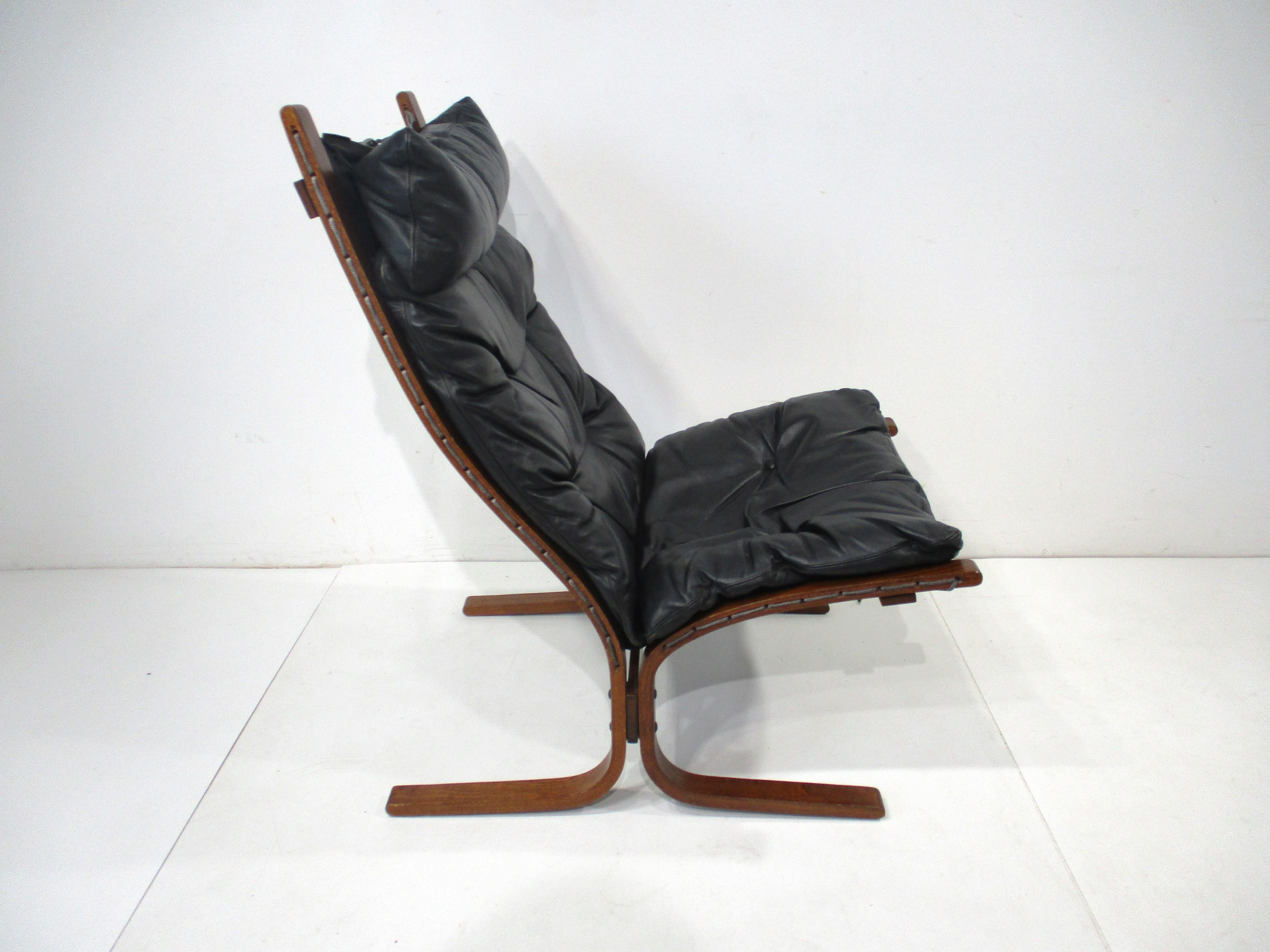 Norwegian Siesta Leather Lounge Chair by Ingmar Relling for Westnofa Norway 