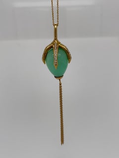 Sig Ward Chrysoprase Yellow Gold and Diamond Pendant