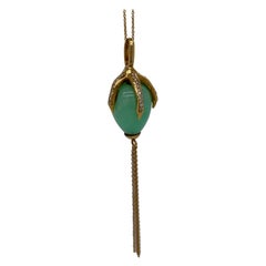 Sig Ward Chrysoprase Yellow Gold and Diamond Pendant