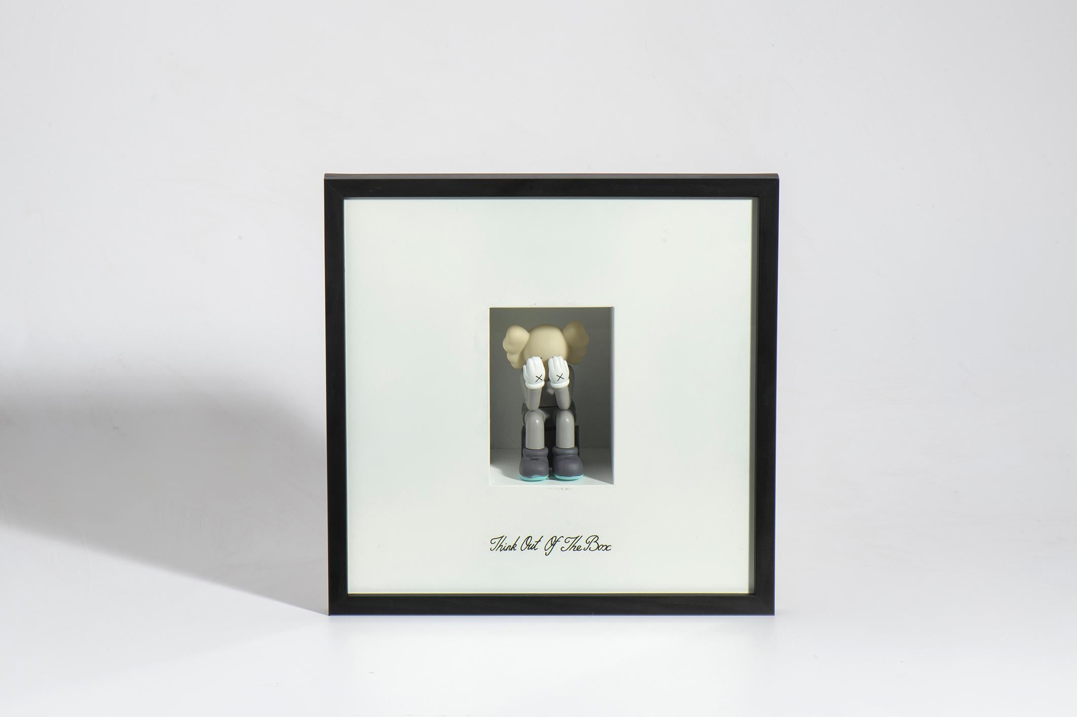 Think out of the box : a Playful Fusion of Text and Figurine, pour mur -Wood en vente 2