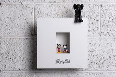 Think out of the red box: A Playful Fusion of Text and 3 Figurines, for wall