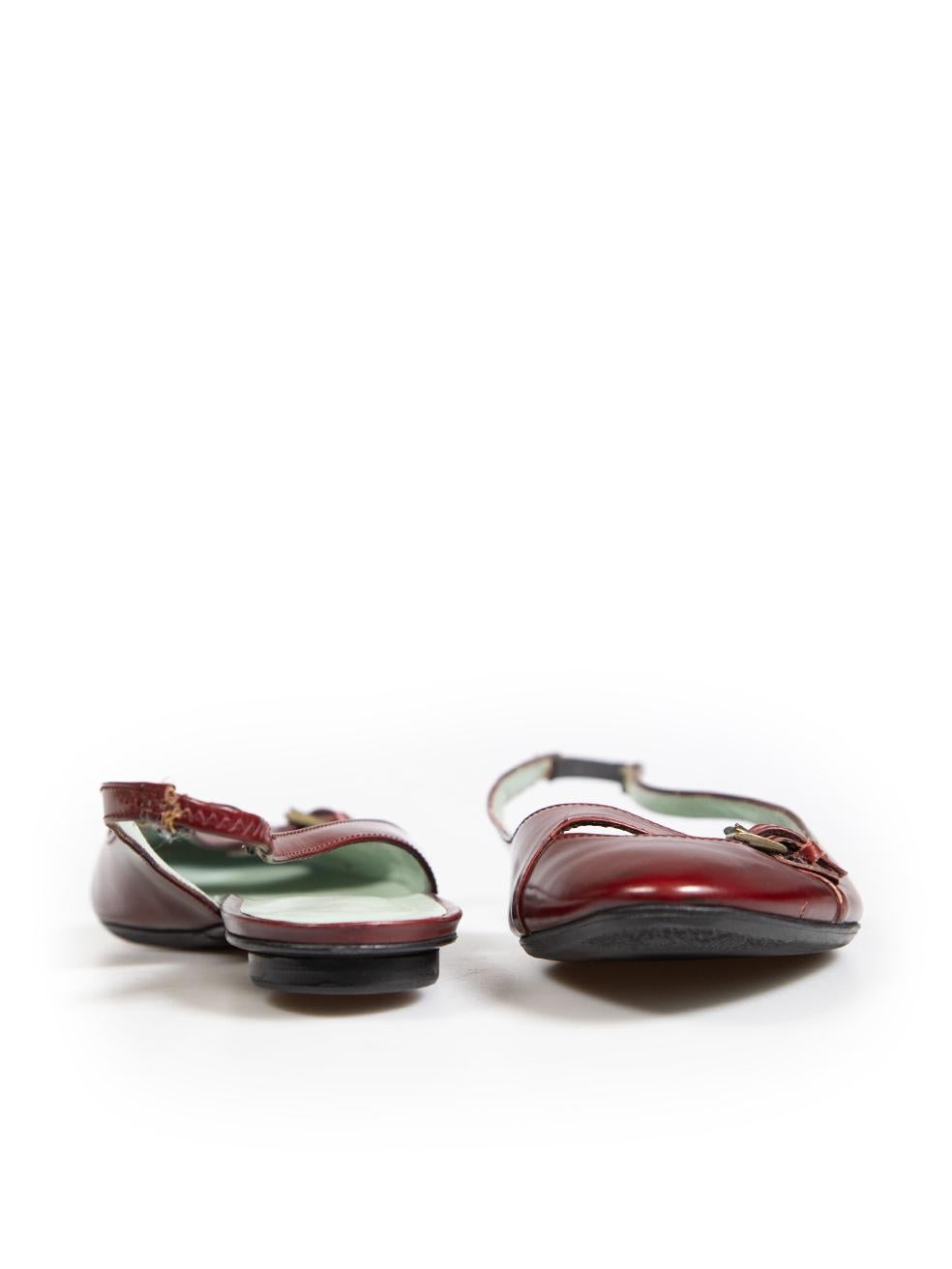 Sigerson Morrison Burgundy Leather Slingback Flats Size US 9 In Good Condition In London, GB