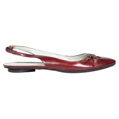 Sigerson Morrison Burgundy Leather Slingback Flats Size US 9