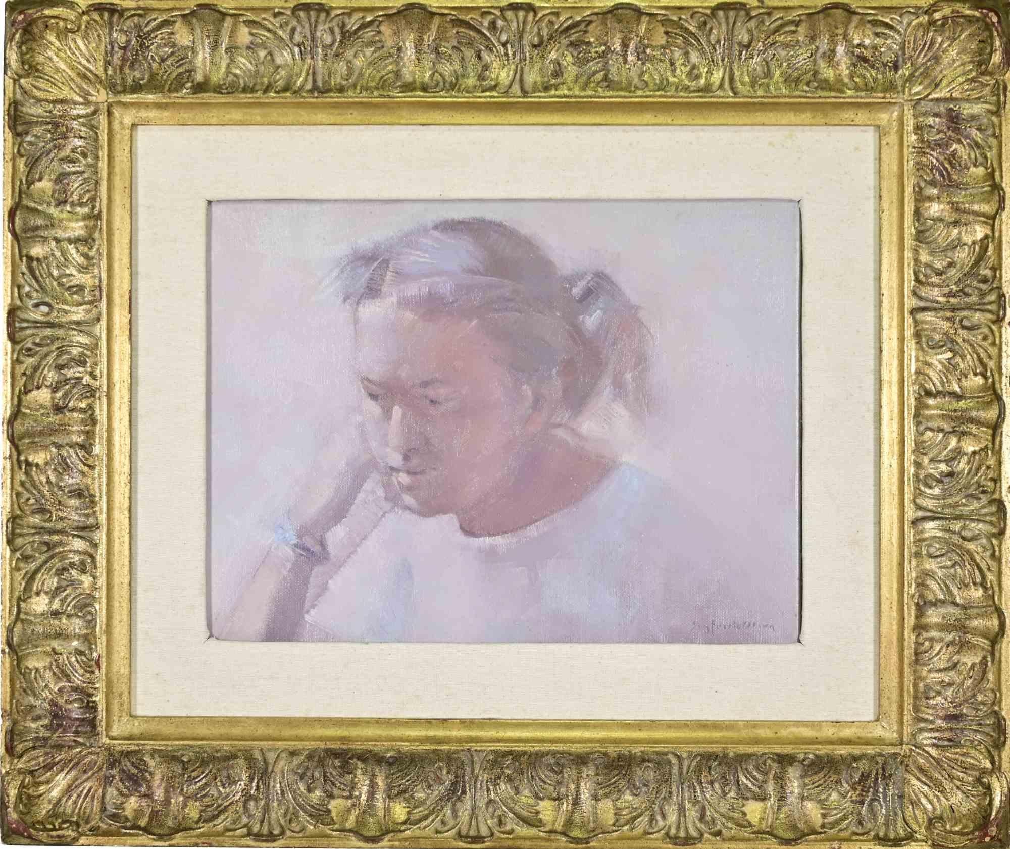 Porträt - Gemälde von Sigfrido Oliva - 1980er Jahre im Angebot 1