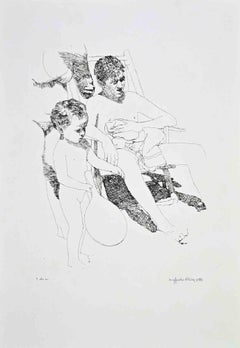 At the Beach - Etching by Sigfrido Oliva - 1986