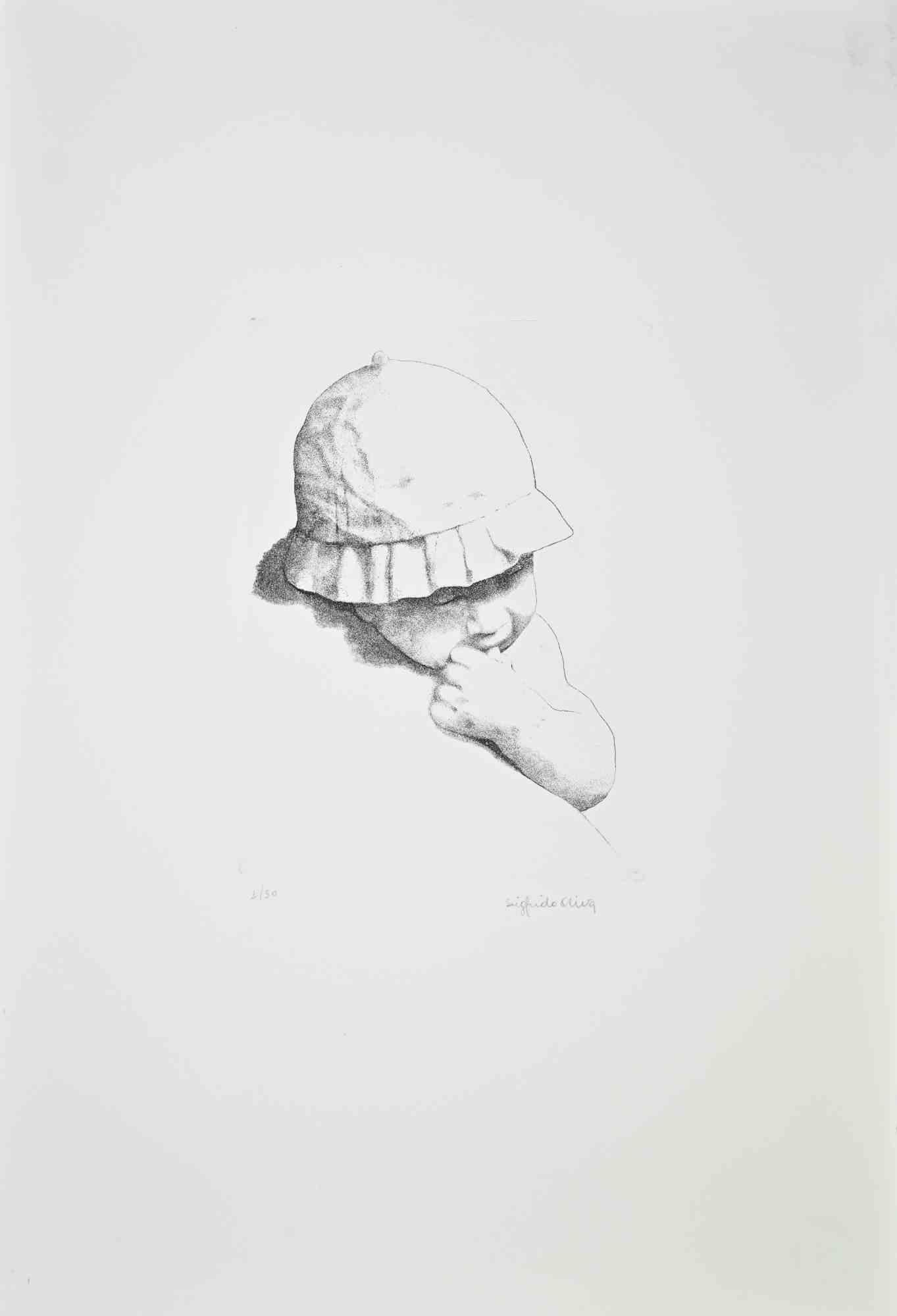 Portrait of Child - Etching by Sigfrido Oliva - 1991
