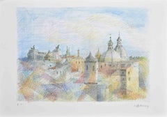Ansicht von Rom - Radierung von Sigfrido Oliva - 1990er Jahre