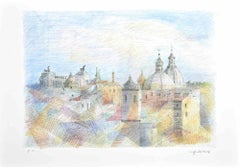 Vue de Rome - Gravure de Sigfrido Oliva - 1990