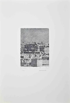 View of Rome - Etching by Sigfrido Oliva - 1995