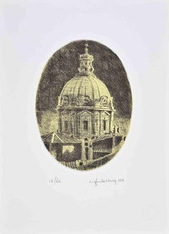 View of Rome - Etching by Sigfrido Oliva - 1996