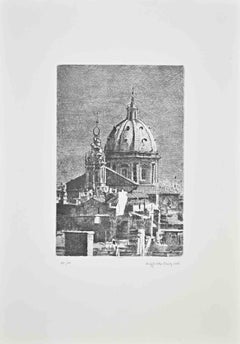 View of Rome - Etching by Sigfrido Oliva - 1999