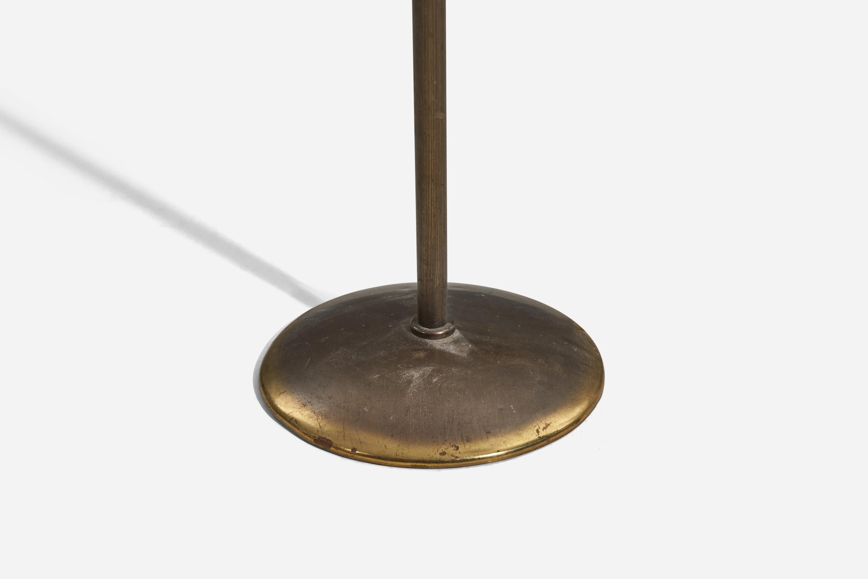 Mid-20th Century Sigfried Giedion & Hin Bredendieck, Floor Lamp, Bronze, Rattan, 1930s For Sale
