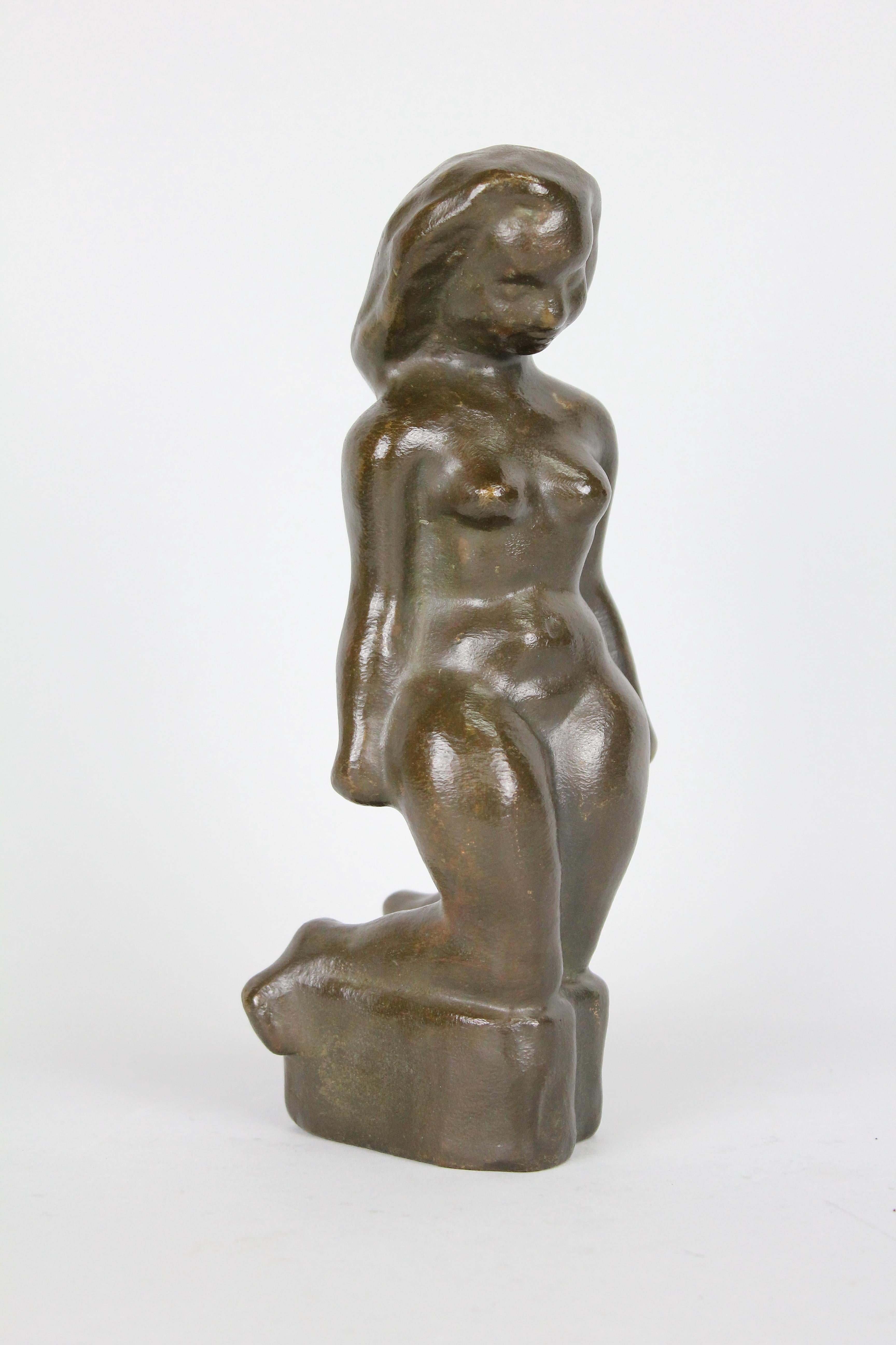 Sigge Berggren, Swedish Modernist Nude Bronze Sculpture, 1940s For Sale 3