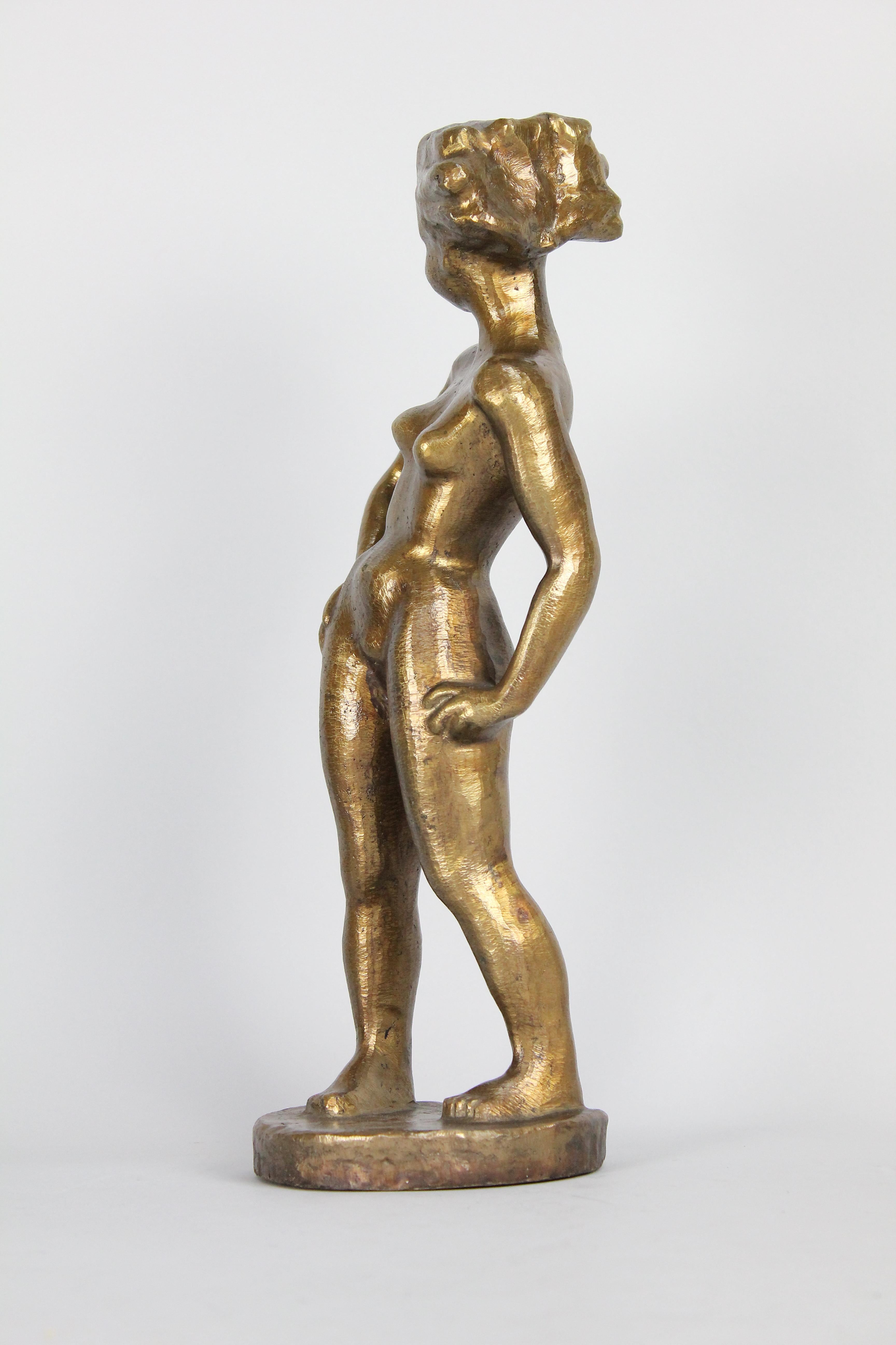 Scandinavian Modern Sigge Berggren, Swedish Modernist Nude Bronze Sculpture, 1940s