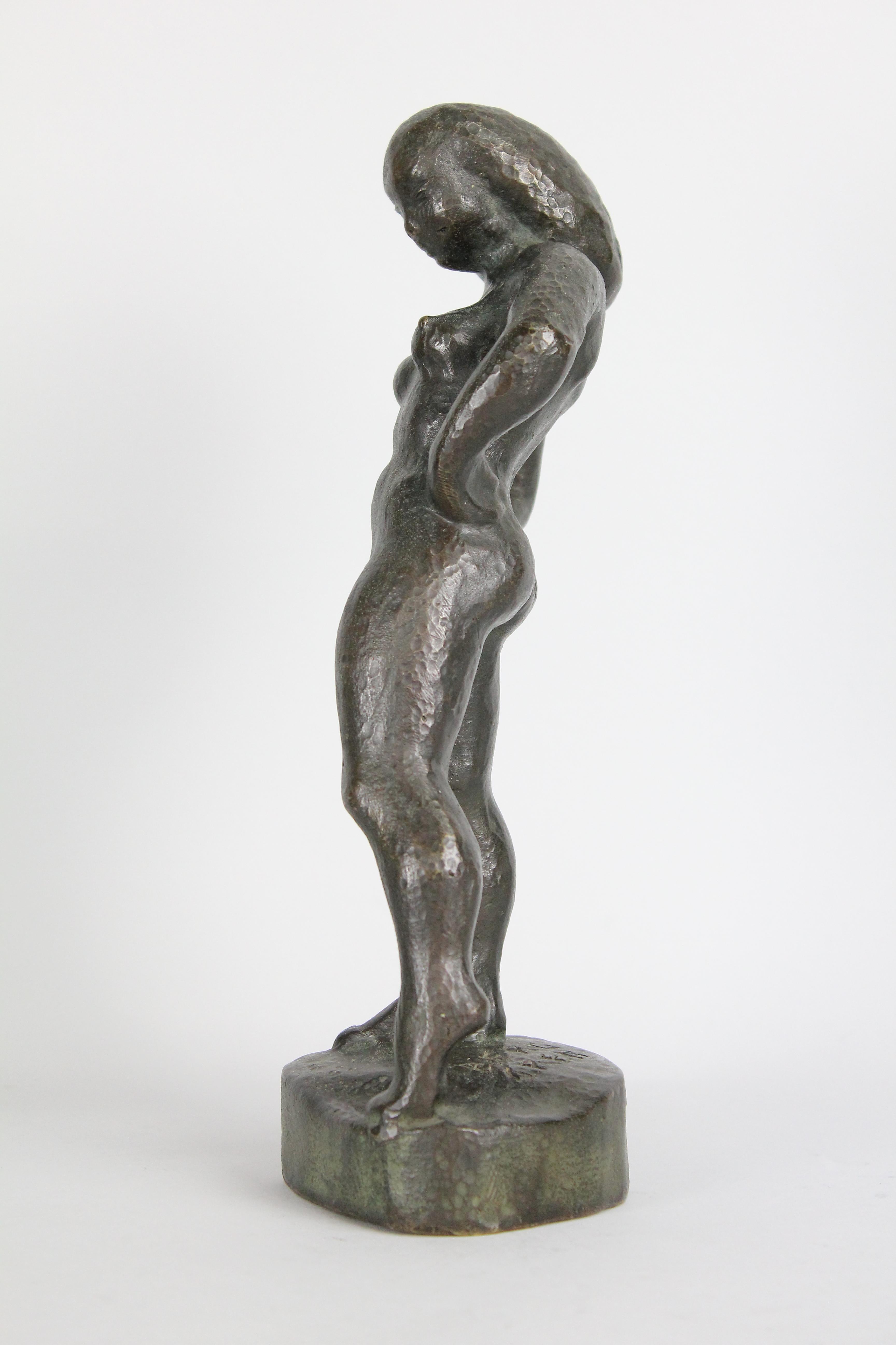 Scandinavian Modern Sigge Berggren, Swedish Modernist Nude Bronze Sculpture, 1940s For Sale