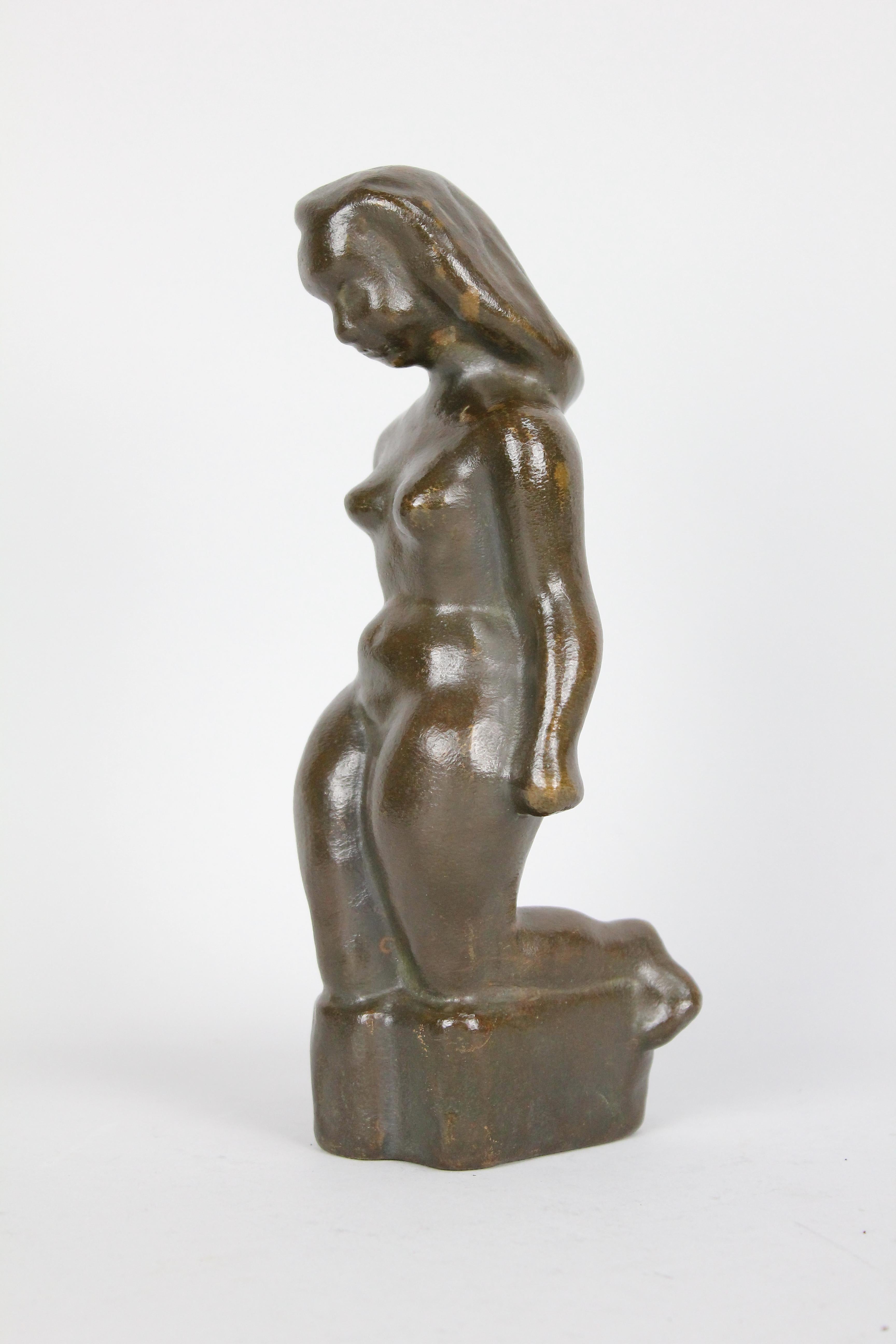 Scandinavian Modern Sigge Berggren, Swedish Modernist Nude Bronze Sculpture, 1940s For Sale