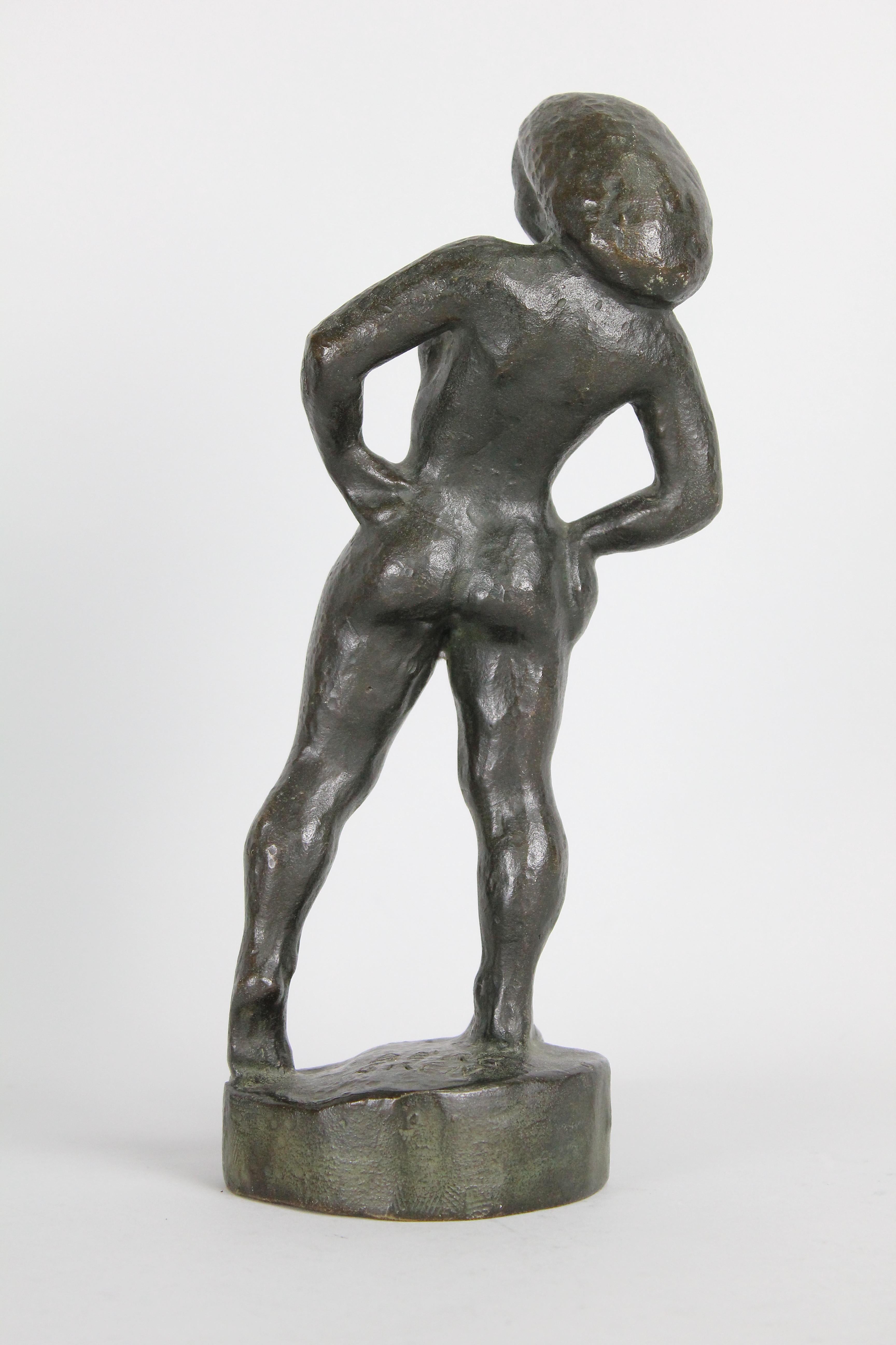Sigge Berggren, Swedish Modernist Nude Bronze Sculpture, 1940s In Good Condition For Sale In Skanninge, SE