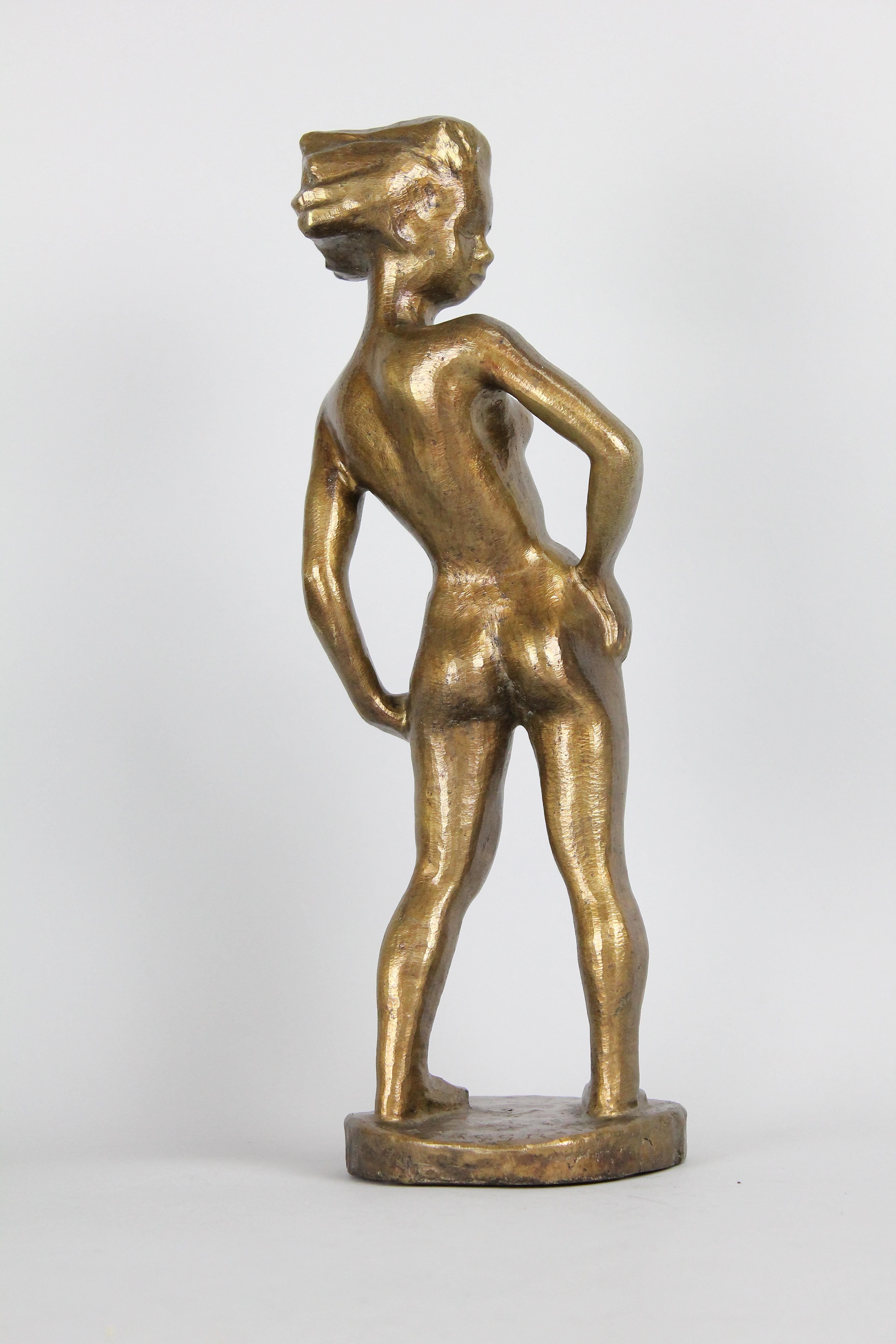 20th Century Sigge Berggren, Swedish Modernist Nude Bronze Sculpture, 1940s