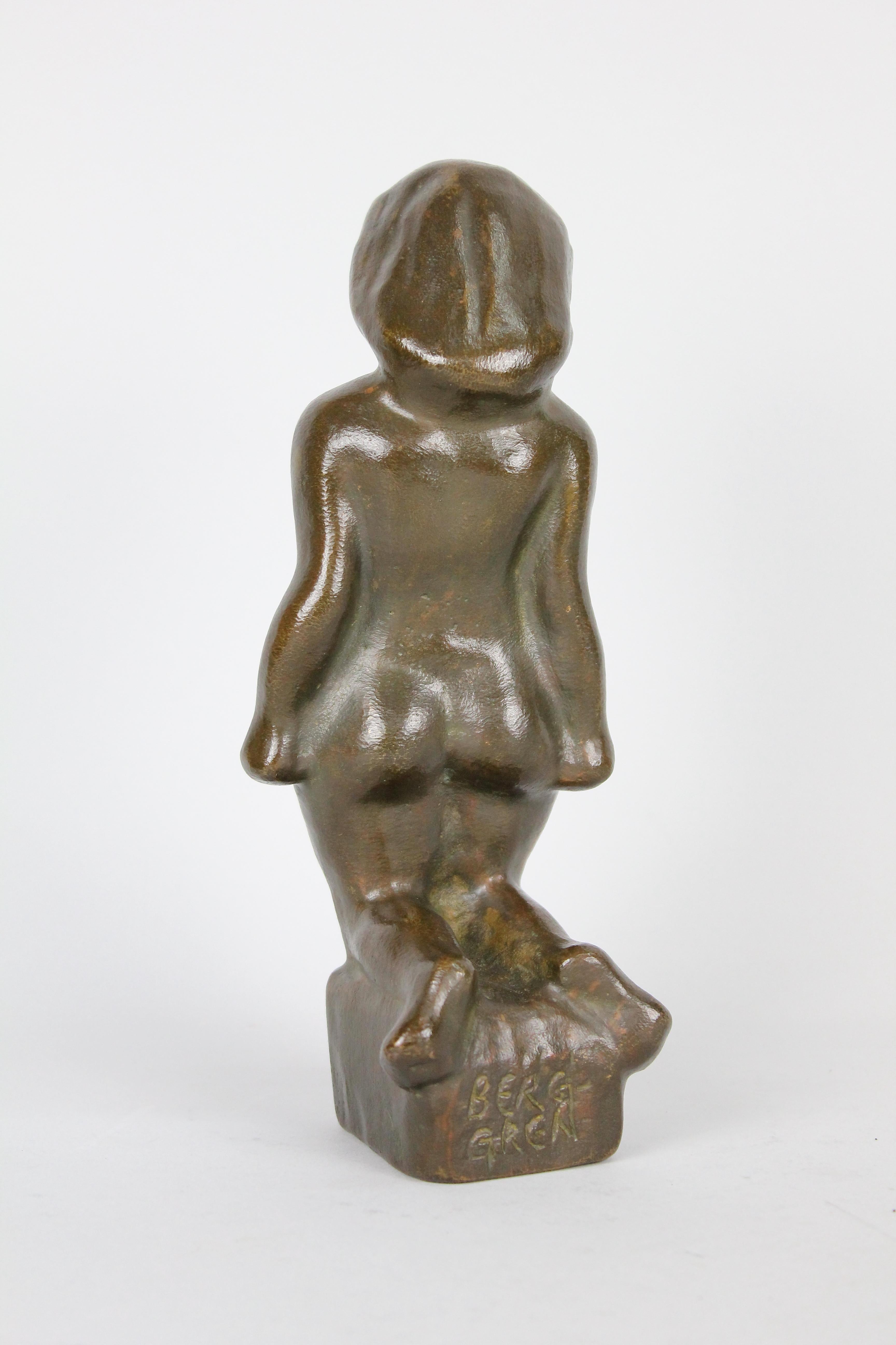 20th Century Sigge Berggren, Swedish Modernist Nude Bronze Sculpture, 1940s For Sale